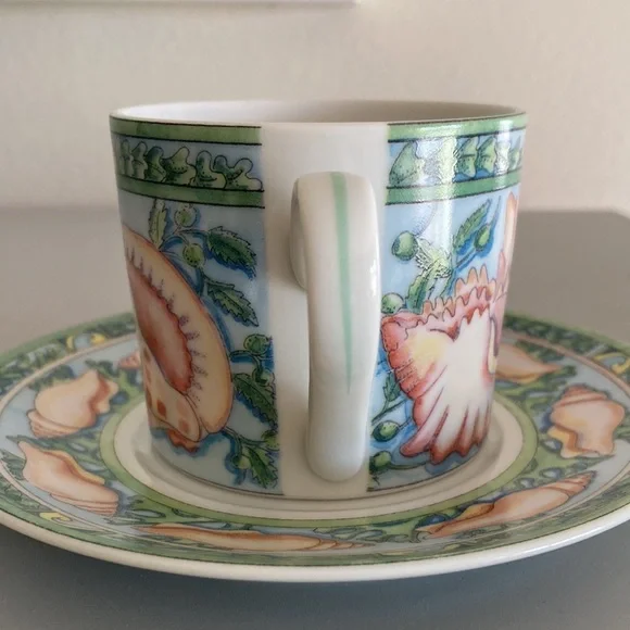 Siddhia Hutchinson Sea Garden Andrea by Sadek Japan (4) Cups Saucers Demitasse - Picture 13 of 16